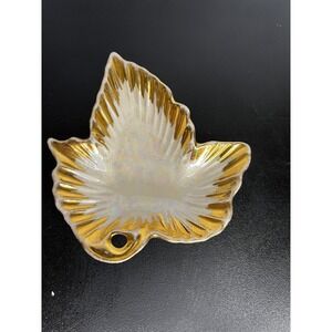 Vintage HOLLEY ROSS Gold Leaf Trinket Dish Hollywood Regency